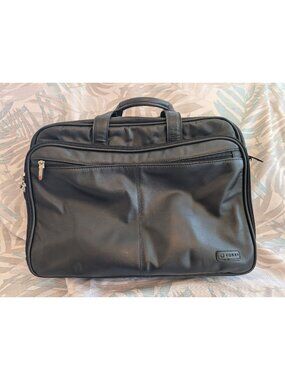 Foray Genuine Black Leather Laptop Briefcase Business Office Excellent Condition